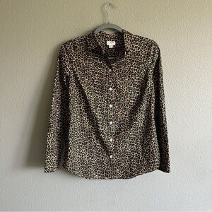 J. Crew Leopard Print Button Down Shirt XS